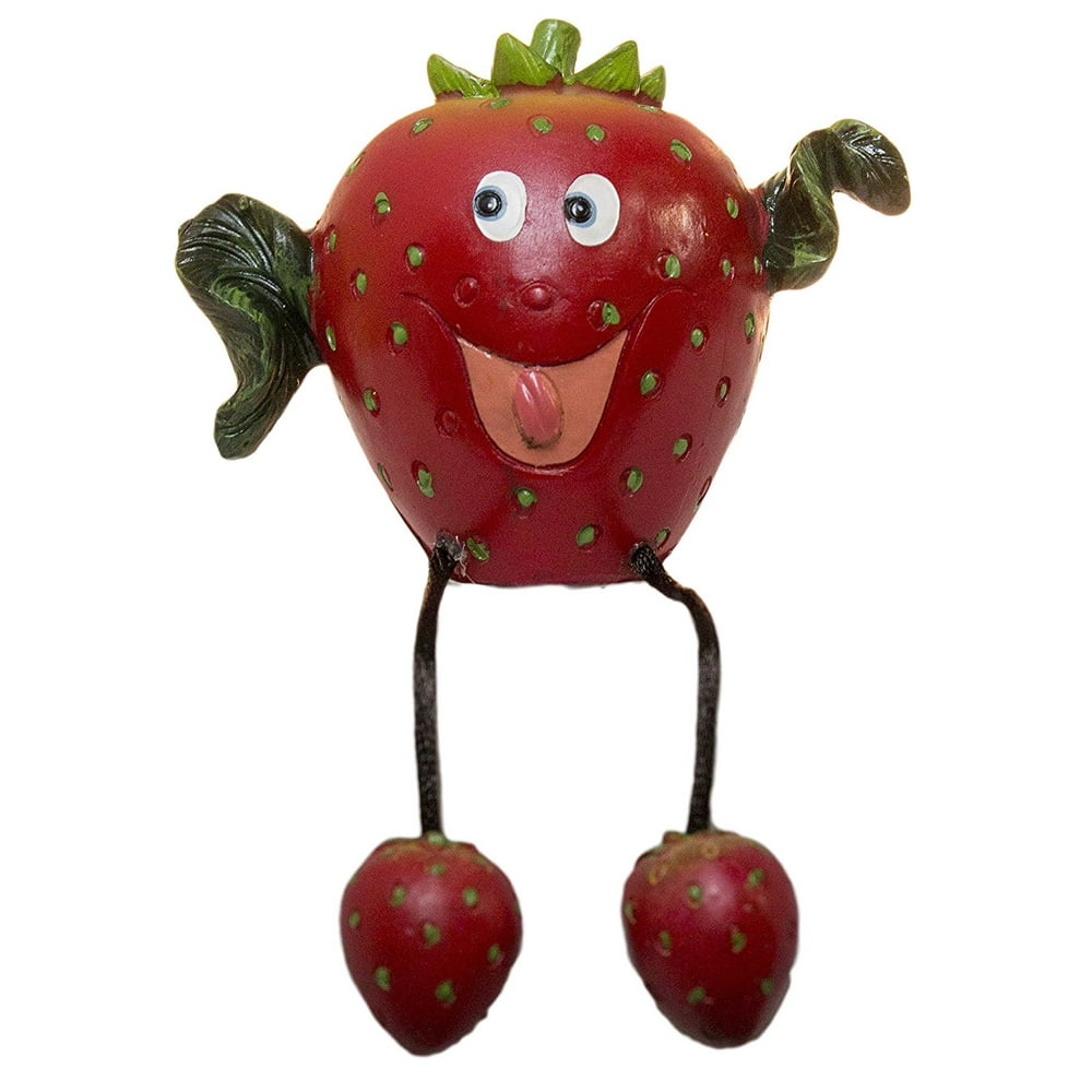 3.5 Inch Happy Fruit Shelf Sitter with Dangle Legs Strawberry, 3.5 x