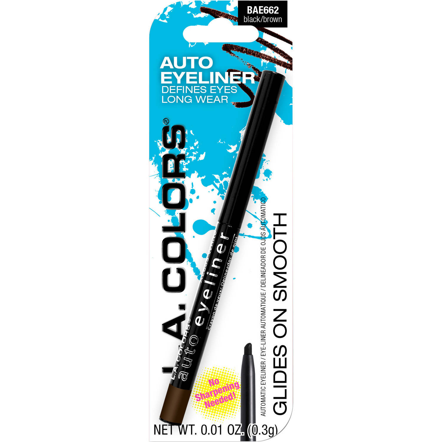 L.A. Colors Auto Eyeliner Pencil, Black/Brown, 0.01 oz
