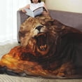 thumbnail image 6 of Pofeuu Cool Fire Lion Print Ultra-Soft Micro Fleece Blanket,for Bed Or Sofa,All Season Throw Blankets Flannel Blanket-60"x50", 6 of 7