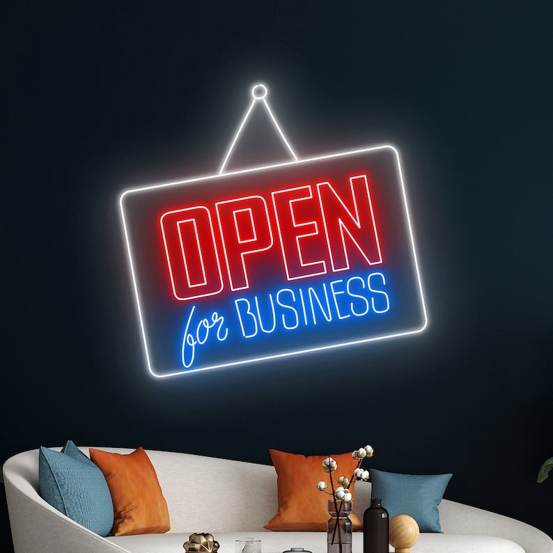 Handmadetneonsign Open For Business Led Sign, We Are Open Neon Sign, Open Led Light, Welcome Neon