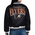 thumbnail image 2 of Women's Starter  Black Philadelphia Flyers Arch Stripe Satin Full-Snap Varsity Jacket, 2 of 3