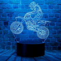 MYKOMI Cartoon Dirt Bike MTB Motocross Motorbike Motorcycle 3D Optical Illusion LED Bedroom Decor Table Lamp with Remote 7 Colors Sleep Night Light Birthday Gifts for Kids Outdoor Sports Lover