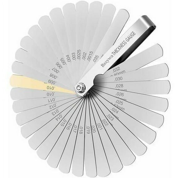 Lojalitet Feeler Gauge, 32 Blades Stainless Steel Valve Shim Set, Metric/Imperial Marking, For Measuring Gap Width, For Engine/Spark Plug/Valves.