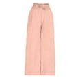 thumbnail image 4 of WIZUTIZ Palazzo Pants for Women Casual Long Thin Stylish Loose Wide Leg Slacks Pants Spandex Elastic High Rise Sweatpants Solid Flowy Drawstring with Pockets Slacks Pants Activewear Travel Beige, 4 of 6