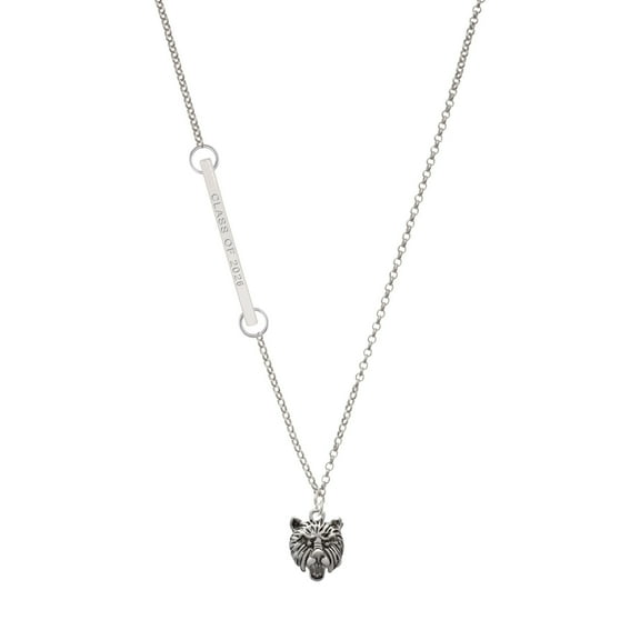 Delight Jewelry Silver-tone Small Bear - Mascot - Silvertone Class of 2026 Delicate Bar Necklace, 18.75"