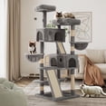 thumbnail image 4 of Sifurni 65.7" Large Cat Tree Tower Condo House for Cats with 2 Scratching Ramps, Hammock & Posts, Gray, 4 of 10
