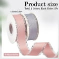 thumbnail image 2 of 20 Yards 2 Rolls Silver Edge Frayed Ribbon Grosgrain Metallic Fringe Tassel Fabric Gray Pink Polyester Ribbons Bulk with Spool, 2 of 5