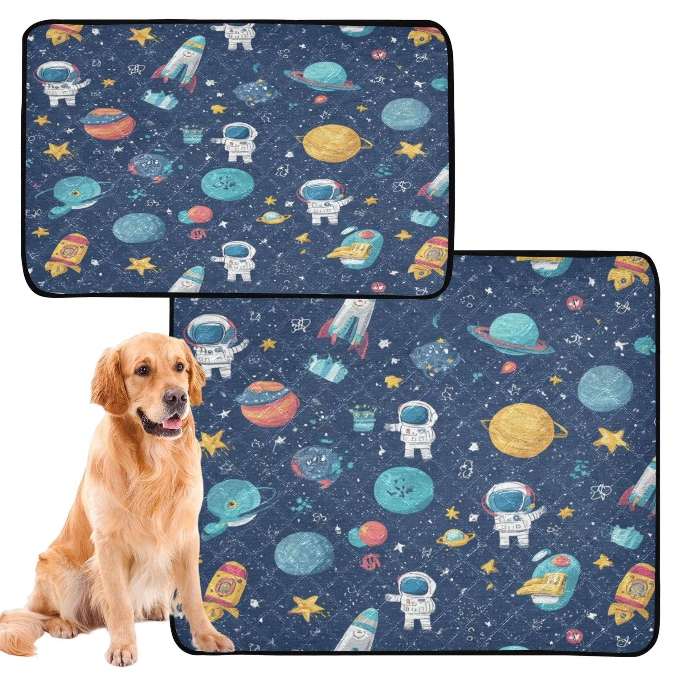 Qxltty Space Themed Cat litter Pads Pet Set of 3 Diaper Mats Center Anti-leakage Layer Absorbent Soft and Comfortable