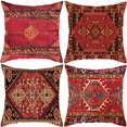 thumbnail image 1 of Jinsinto 4pcs Vintage red pattern Cushion Covers Pillowcases 45x45 Cm, 1 of 5