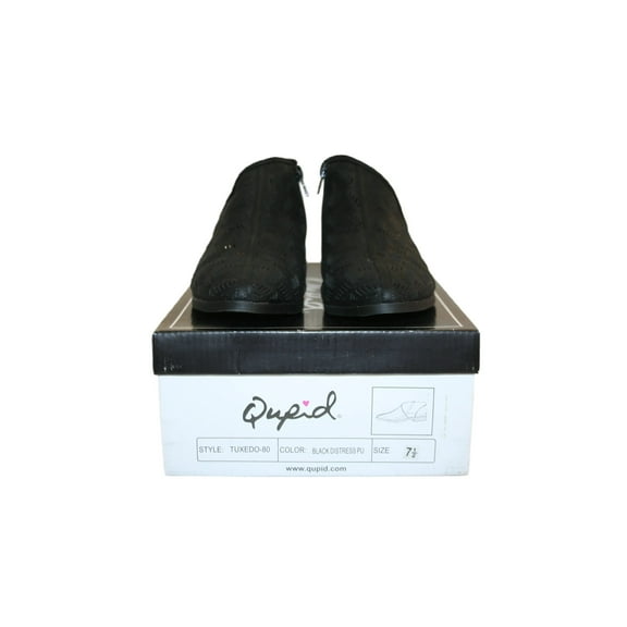 Qupid Tuxedo-80 Women's Black Distress PU Shoes Size 7.5