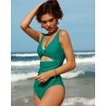 thumbnail image 5 of Charmo Womens V Neck One Piece Swimsuit High Cut Backless Cut Out Bathing Suits Swimwear, 5 of 7