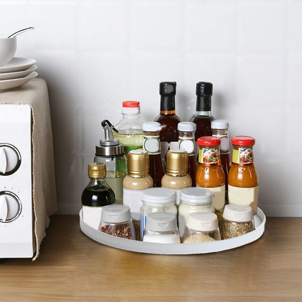 Bandeja giratoria para cocina | Organizador giratorio de 360° de plástico multifuncional Lazy Susan | Estante esquinero que ahorra espacio para cocina, dormitorio y hogar | Diseño duradero,