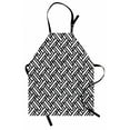thumbnail image 1 of Black and White Apron Monochrome Interlocking Stripes Pattern with Modern Abstract Inspirations, Unisex Kitchen Bib Apron with Adjustable Neck for Cooking Baking Gardening, Black White, by Ambesonne, 1 of 3