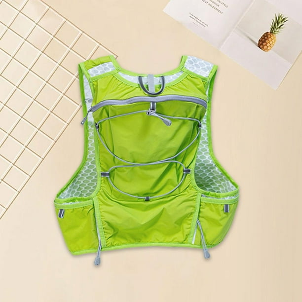 Paquete de agua de mochila de hidratación con tiras reflectantes Rucksack 5L para ciclismo Noche caminando en bicicleta para acampar Trail de escalada verde