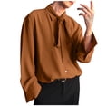 thumbnail image 2 of pstuiky hombres de manga larga, Camisa informal de manga larga con cuello vuelto y botones de color liso para hombre top de hombre xxl, 2 of 6