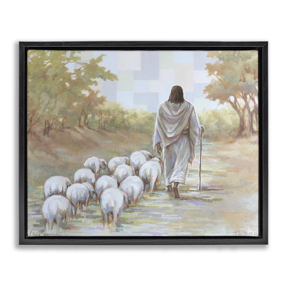 Stupell Industries Lead On Good Shepherd Black Framed Floater Canvas Wall Art, design by Linda Sperruzzi