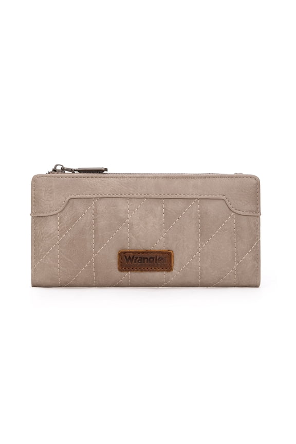 Wrangler Minimalist Wallet Credit Card Wallet for Women with Smooth Zippers, Quilted-Khaki