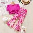 thumbnail image 2 of JUMEYU Cute Toddler Girl Outfits Toddler Baby Girls Clothes Outfits Short Sleeve Pullover T-Shirt Tops + Pants Set Summer Set 5T 6T (Hot Pink,5-6 Years), 2 of 5