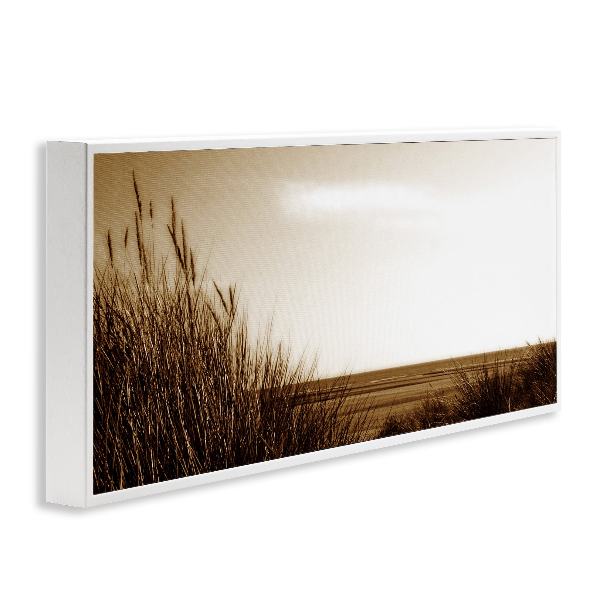 Stupell Industries Long View Horizon Coastal Photography White Framed Art Print Wall Art, 24 x 10