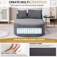 thumbnail image 5 of UHOMEPRO 67.5" Oversized Chaise Lounge Sofa, Gray Corduroy Boneless Couch with Deep Wide Seat and High-Resilience Support, Floor Sofa Bed with 2 Pillows, No Assembly, 5 of 9
