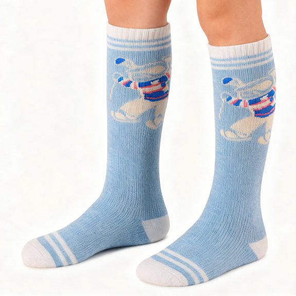 KaiXunRui Kids Wool Socks Boys Winter Boots Grips Kids' Ski Socks with Print Thermal Mid Calf Socks for Boys & Girls