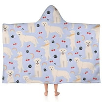 Golden Retriever Dog with Cherry and Rainbow Hooded Bath Towel,50"x30" for Ages 3 To 12 Kids, Quick Dry Lightweight Soft Microfiber Hood Beach Towel Cover Up for Kids