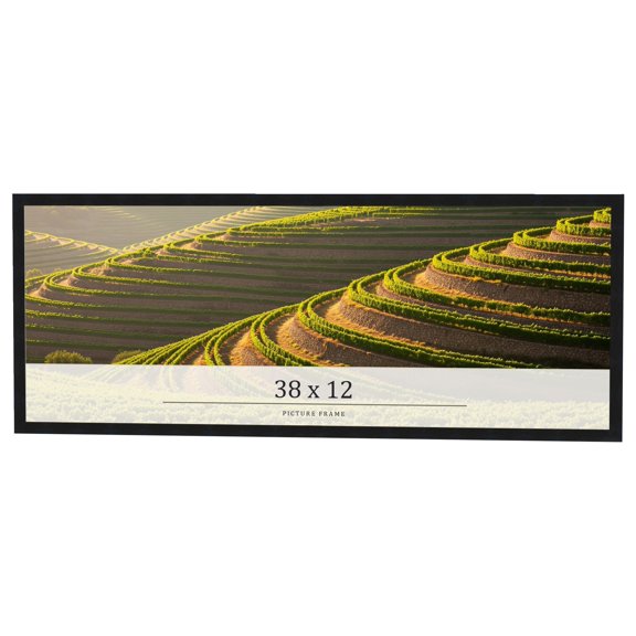 38x12 Frame Black Real Wood Picture Frame Width 0.75 inches | Interior Frame Depth 0.5 inches |