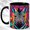 Black, variant on Geometric Zebra Coffee Mug, Floral Animal Mug, Ceramic 11 oz