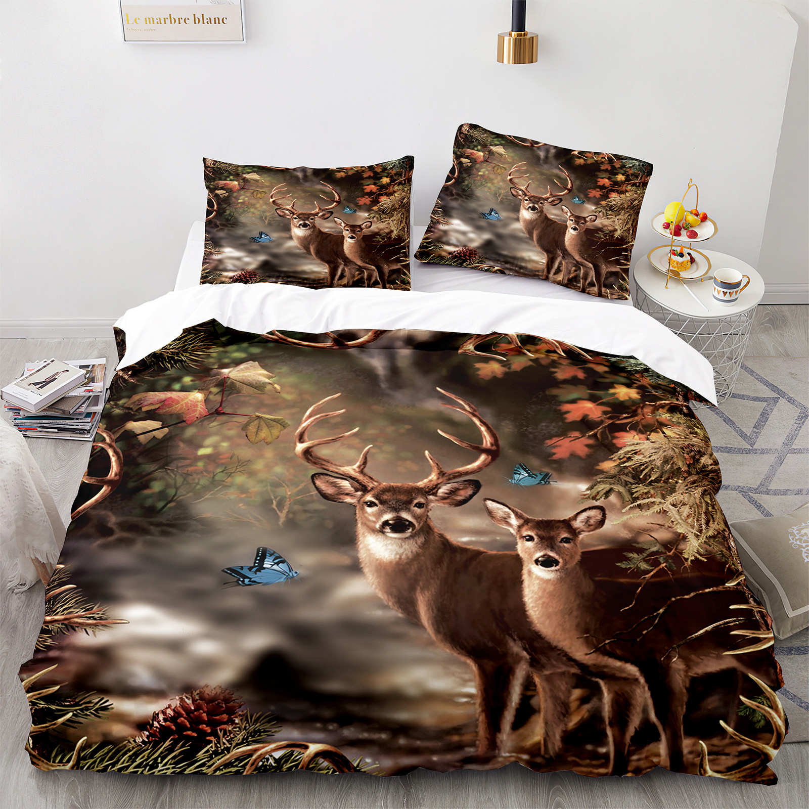 3D Printed Animal Print Deer Pattern Quilt Bedding Sets Queen Size
