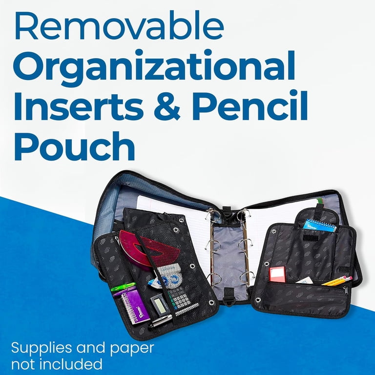 Case-it The Dual 2-in-1 Zipper Binder-Two 1.5 inch D-Rings-Pen