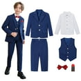 thumbnail image 2 of Children Boys' Formal Suits Set 5 Piece Classic Formal Suit Set Kids Tuxedo Suit Outfits Lady 2 Piece Outfit Sets Casual Oversized Navy 2Y, 2 of 9