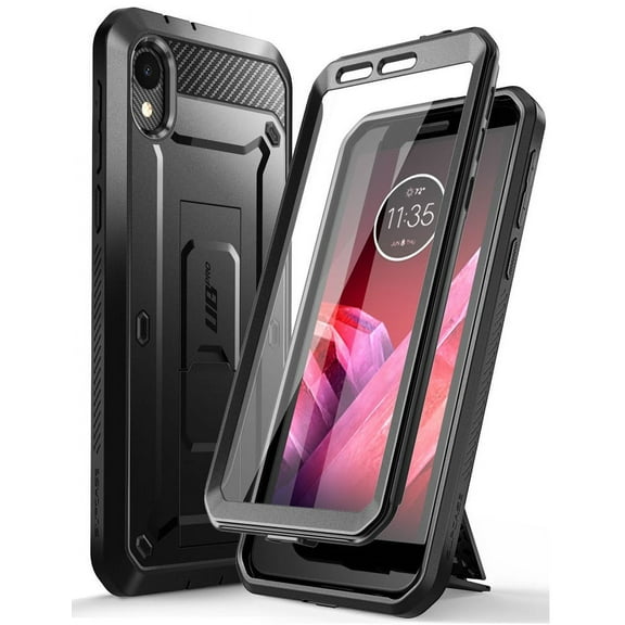 SUPCASE Unicorn Beetle Pro Series Case Designed for Moto E6 2019, Built-in Screen Protector Full-Body Rugged Holster Case (Black)