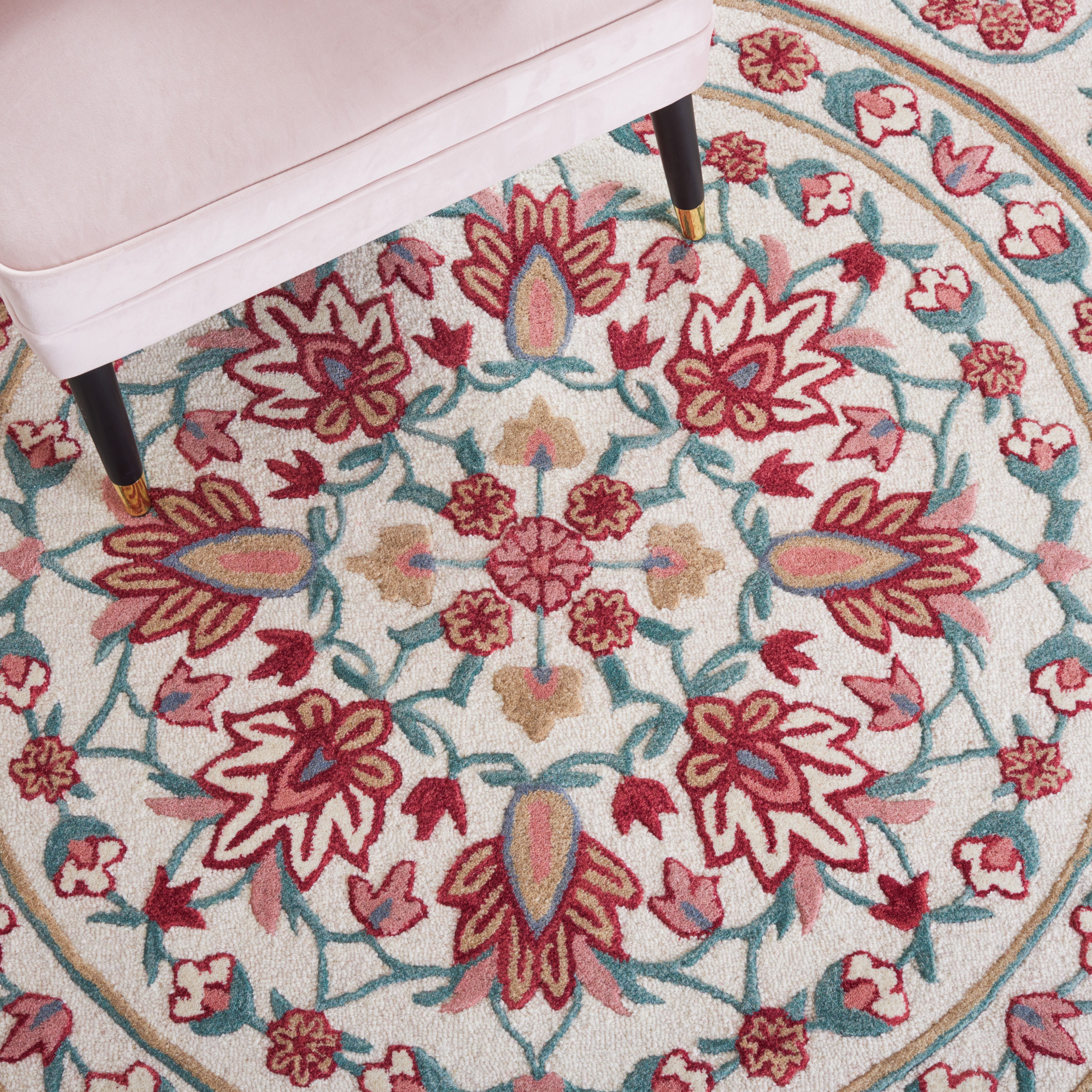 SAFAVIEH Bellagio Vanessa Floral Wool Area Rug, Ivory/Red, 4' x 6'