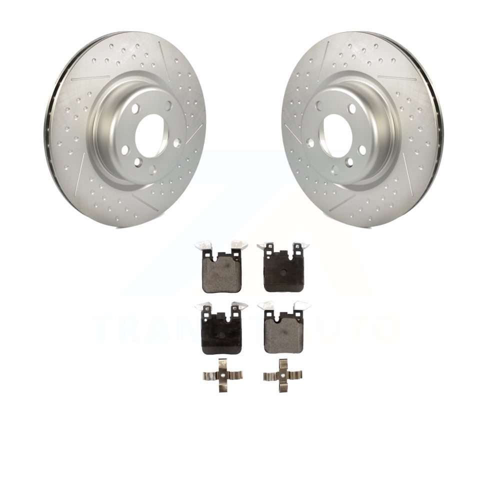 Rear Coated Disc Brake Rotors And SemiMetallic Pads Kit For BMW 328i