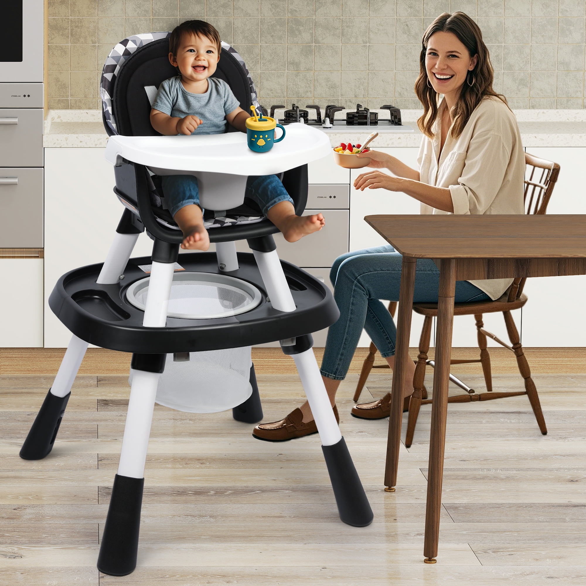 TOLEAD 15-in-1 Convertible High Chair, 2-in-1 Baby Highchair & Activity Center, Black