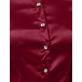 thumbnail image 6 of J. METHOD Women's Satin Button Down Shirt Long Cuff Sleeve Collar Silky Office Work Formal Casual Blouse Top NEWT74 Burgundy 1X, 6 of 7
