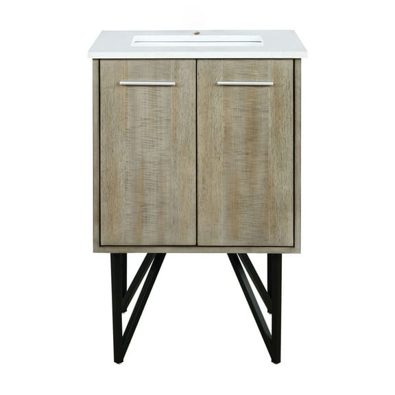 Fairfield 24 in W x 20 in D Rustic Acacia Single Bath Vanity and White Quartz Top