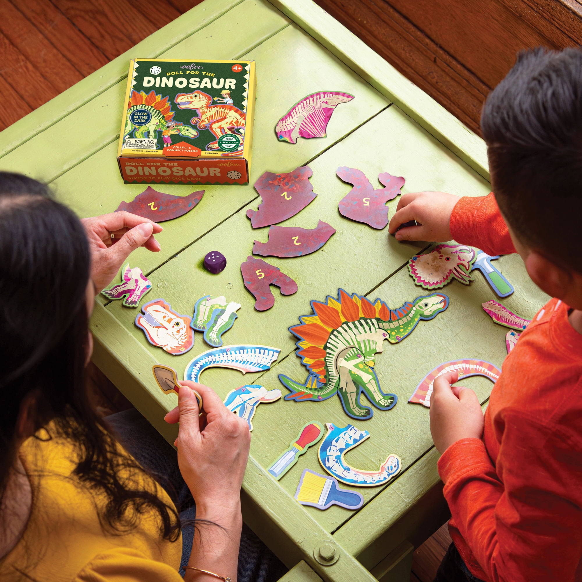 eeBoo Roll For The Dinosaur Dice Game, Ages 4+, For 1-4 Players - Develops Matching Skills And Imaginative, Screen-Free Play, 10-15 Minute Playtime