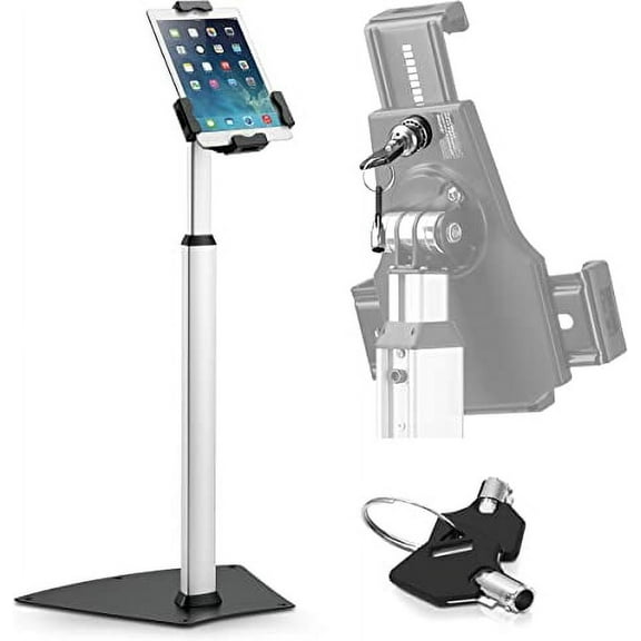 Pyle Anti-Theft Tablet Security Stand Kiosk - Heavy Duty Aluminum Metal Floor Standing Mount Tablet