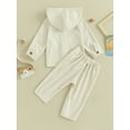 thumbnail image 3 of Toddler Girls Boys 2-piece Outfit, Long Sleeve Hooded Button Closure Jacket with Pants Set, 3 of 8