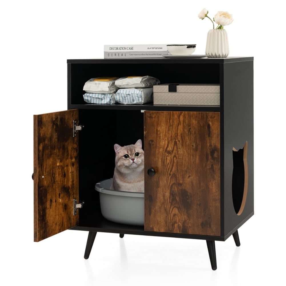 Yardi Yard Industrial Cat Litter Box Enclosure with Entry and Open Compartment-Rustic Brown, Cat Litter Box Furniture, Litter Box Enclosure, Pet Crate, Cat Washroom Cabinet, Fits Most Litter Box Yardi Yard Industrial Cat Litter Box Enclosure with Entry and Open Compartment-Rustic Brown, Cat Litter Box Furniture, Litter Box Enclosure, Pet Crate, Cat Washroom Cabinet, Fits Most Litter Box