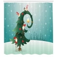thumbnail image 3 of Ambesonne North Pole Shower Curtain, Christmas and Gnomes, 69"Wx84"L, Multicolor, 3 of 3