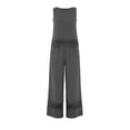thumbnail image 6 of MLCDZ Summer Pants Sets Womens 2 Piece Outfits Cotton Linen Sleeveless Crop Top Round Neck Lace Wide Leg Loose Fit Trousers Beach Travel Set with Pockets, 6 of 9
