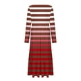 thumbnail image 4 of cfhntfmh Womens Dresses Trendy Stripe Printed Crew Neck Long Sleeve Maxi Dress Fall Ruffle Tiered Dress with Pockets, 4 of 4
