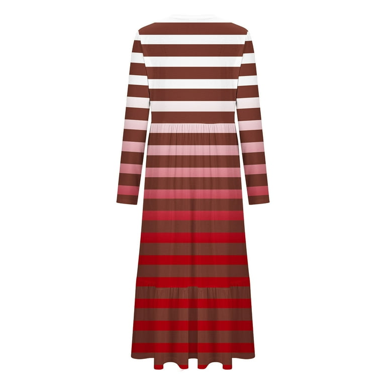 chinese dress ladies ZESICA Long Sleeve Crew Neck Ruffle Tiered Chiffon Midi Dress – zesica main image 1