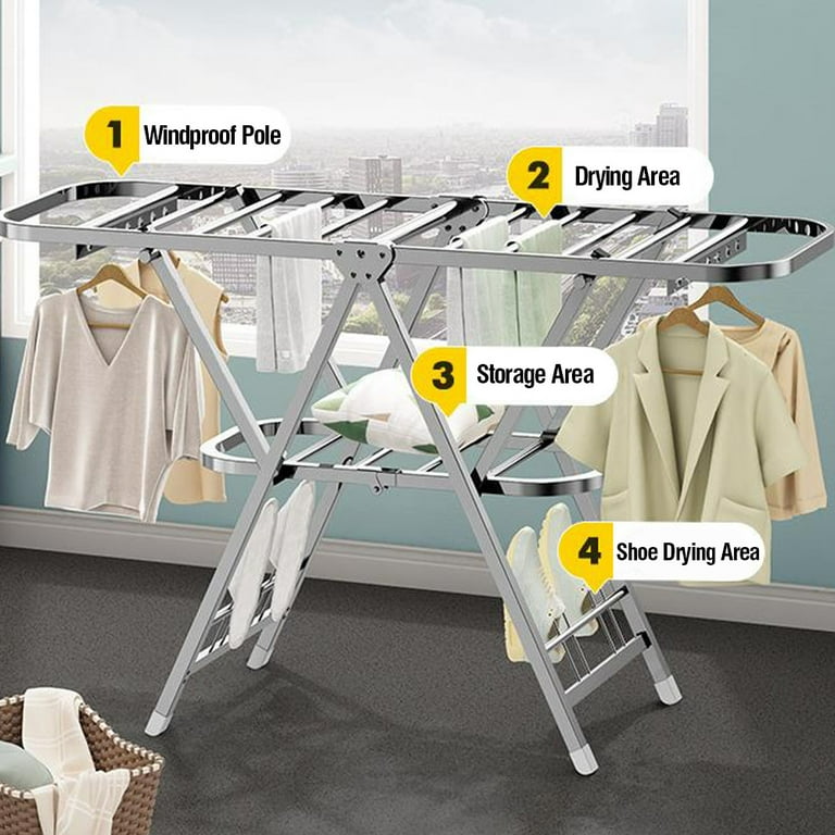 MyMobility Portable Cloth Dryer Rack Stands with Adjustable Height  L150*W60*H142cm Indoor and Outdoor Reliable & Lightweight Stand-Up Cloth  Dryer Rack