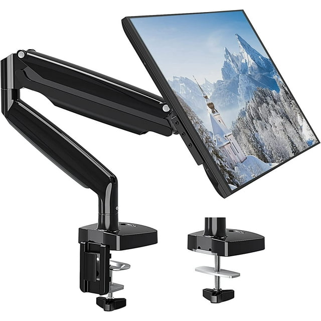 REJODA- Support de Moniteur Simple de 40 Pouces s'Adapte à un Écran Ultra Grand de 30,9 Lb, Bras de Moniteur à Ressort à Gaz Robuste, Support VESA de Bureau pour Ordinateur de Qualité Supérieure avec Hauteur/inclinaison/rotation Réglable