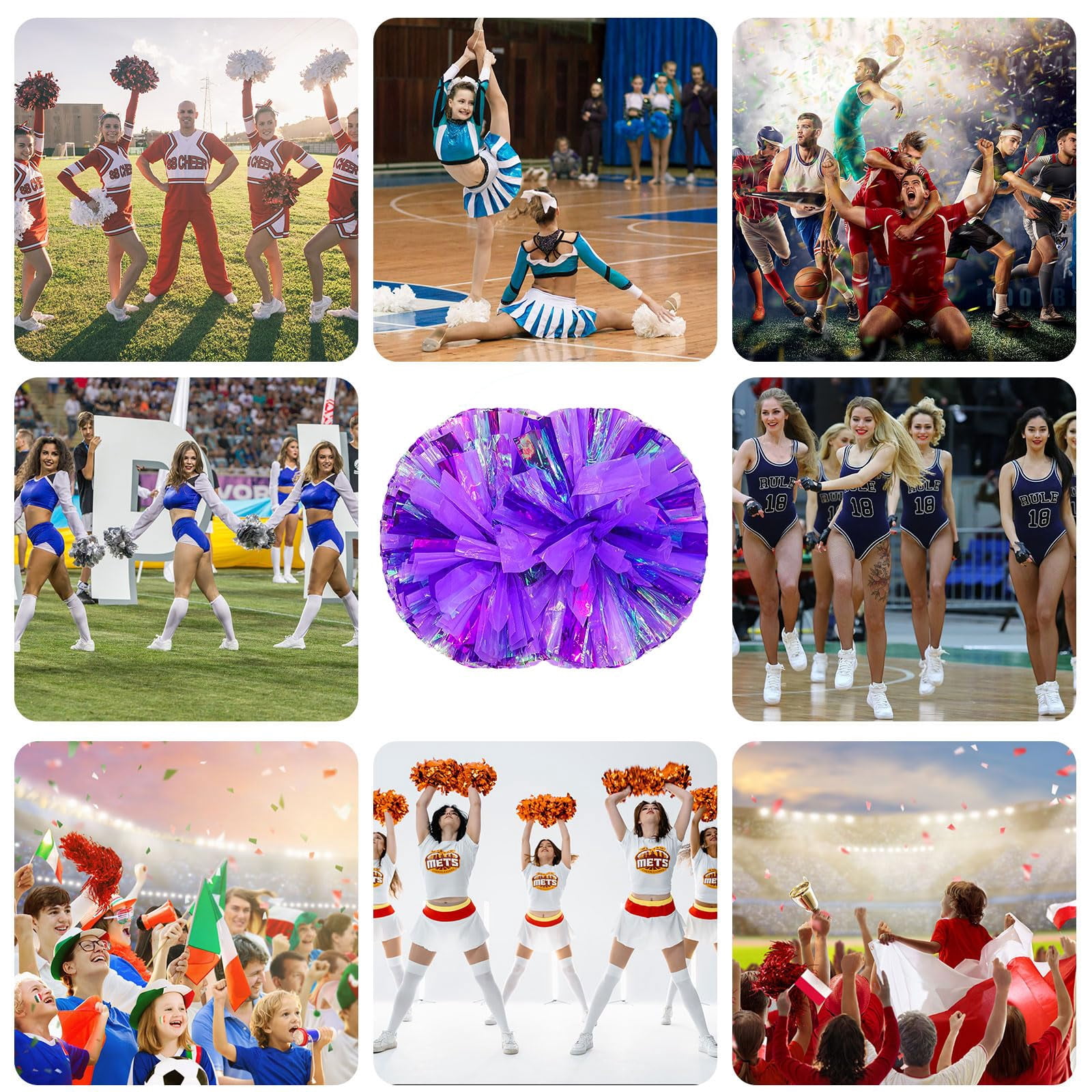 12 Pcscheerleading poms,pom poms Cheerleading with Handle Style Cheer Pom Pomsfor Dance, Matches