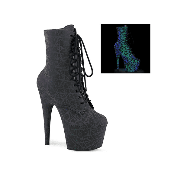 ADORE-1020REFL, 7" Heel 2 3/4 Platform Lace-Up Front Ankle Boot