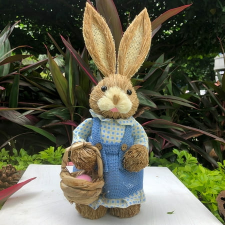 Easter decorations Easter Bunny decor 14 in Woven Easter Basket Spring Garden decor Blue decorations Natural Straw Standing Figure 1 Pc Easter decorations Easter Bunny decor 14 in Woven Easter Basket Spring Garden decor Blue decorations Natural Straw Standing Figure 1 Pc
